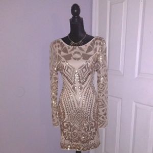 Beautiful Privi Gold Sequins Dress